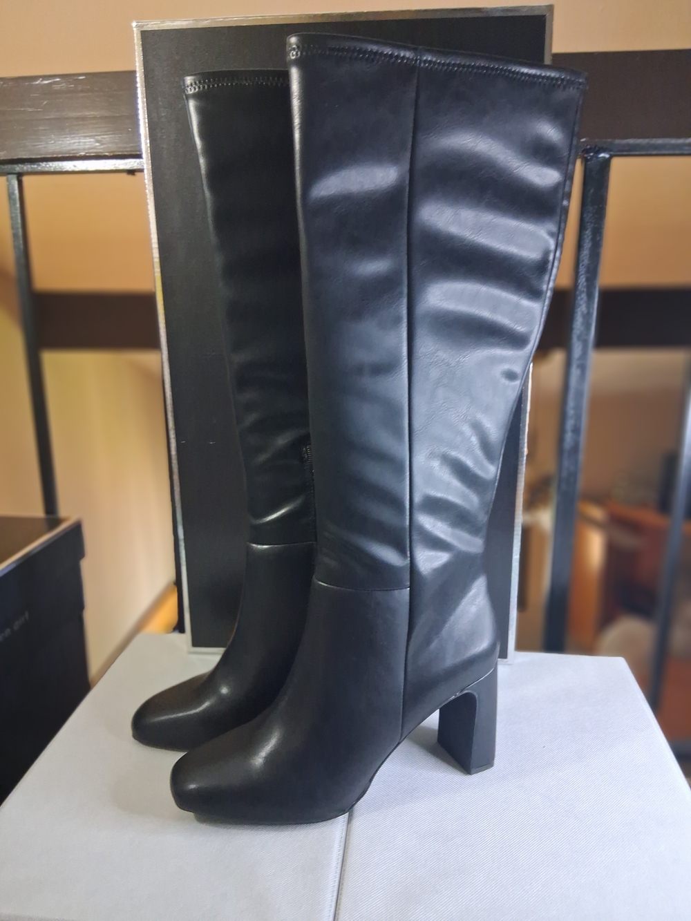 Madden Girl Black Tall Block Heel Riding Boots